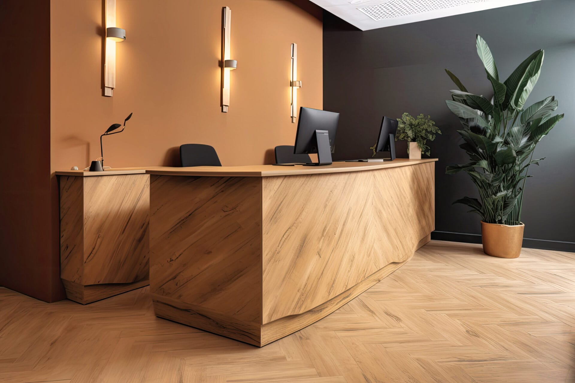 Durable matt finish matched perfectly with the surrounding wood decor.